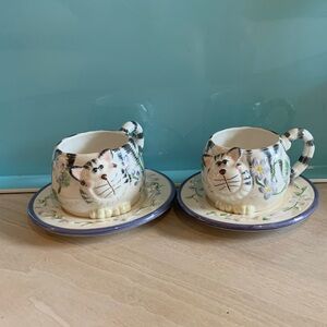 Cat Cups and Saucers - two
